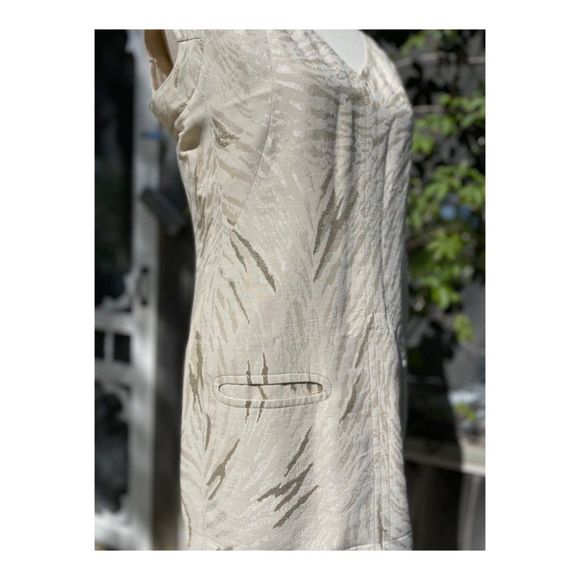 Vintage Lourdes Chavez Designer Shift Dress Ivory Gold Mother of Bride Cotton Sz - Picture 8 of 16